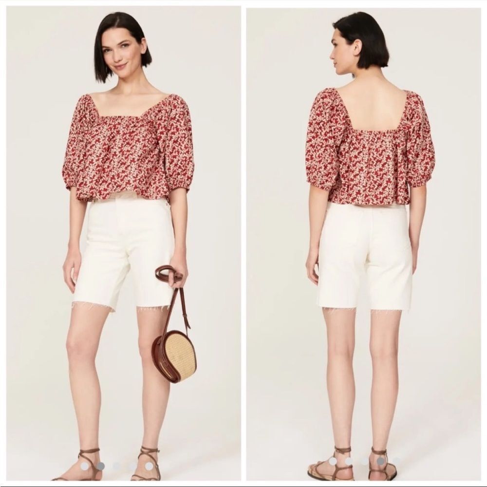 APIECE APART Gali Floral Organic Cotton Top Large Chic Fairy Boho Blouse NEW